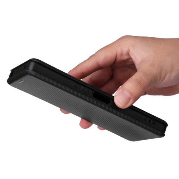 SKALO Sony Xperia 5 V Carbon Fiber Pungetui - Sort Black