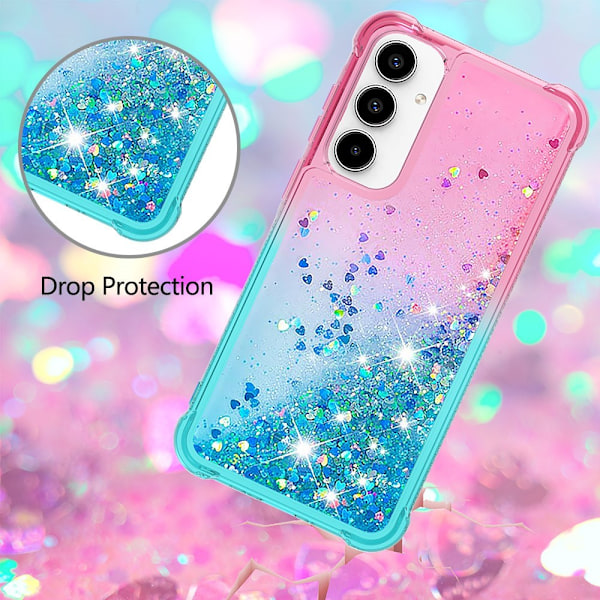 SKALO Samsung A36 5G Hiekka Glitteri Suojakuori - Pinkki-Turkoosi Multicolor
