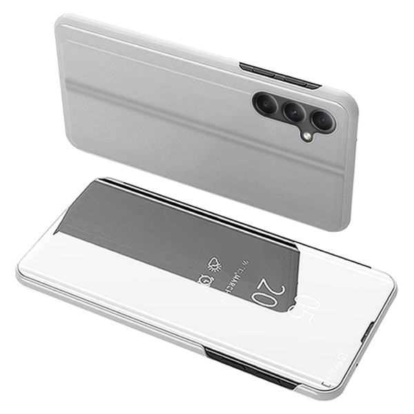SKALO Samsung A34 5G Clear View Spegel fodral - Silver Silver