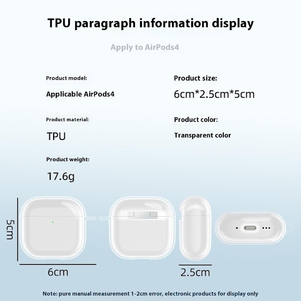 SKALO AirPods 4 Läpinäkyvä TPU Kotelo Transparent