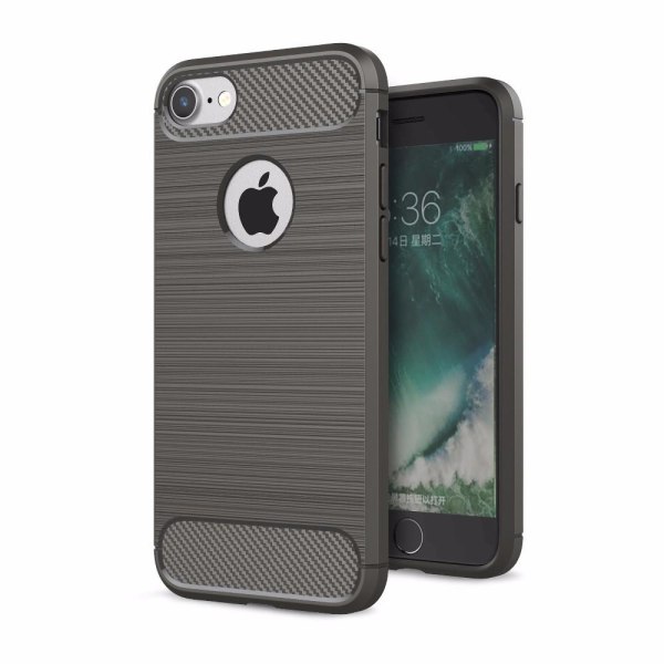 SKALO iPhone 7/8 Armor Carbon Stöttåligt TPU-skal - Fler färger grå