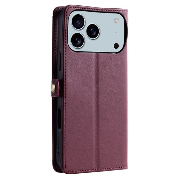 SKALO PU-Læder Kuvert Flip Cover til iPhone 18 Pro Max - Rød Red