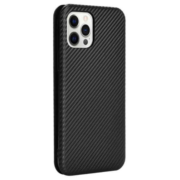 SKALO iPhone 13 Pro Max Carbon Fiber -lompakkokotelo - musta Black