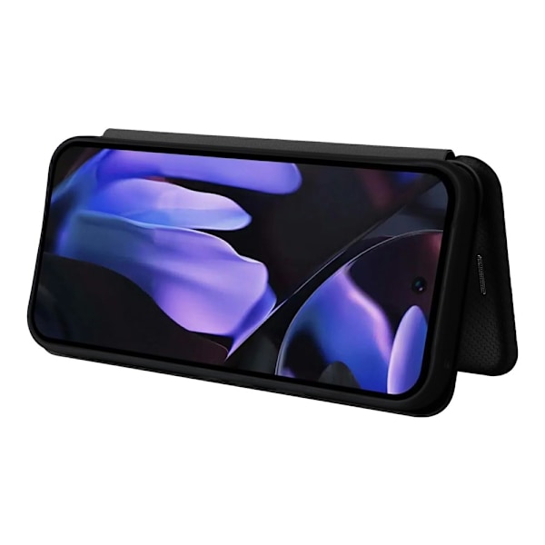 SKALO Google Pixel 9a Carbon Fiber Flip Cover - Sort Black
