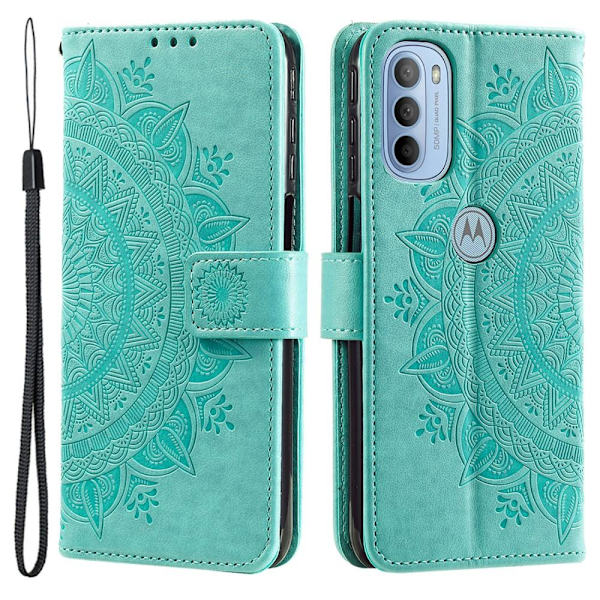 SKALO Moto G31 / G41 Mandala Plånboksfodral - Turkos Turquoise