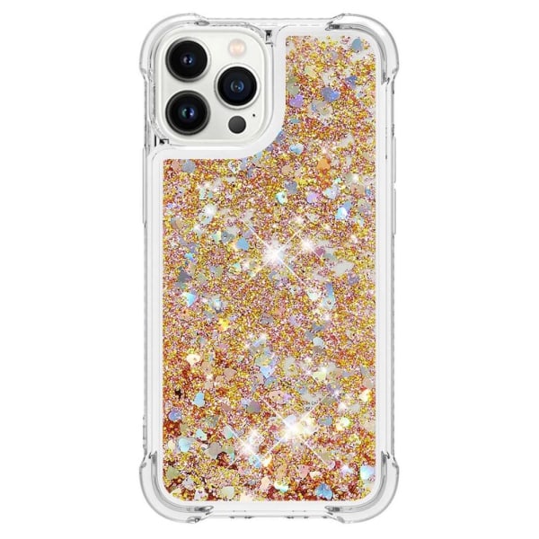 SKALO iPhone 15 Pro Kvicksand Glitter Hjärtan TPU-skal - Guld Guld