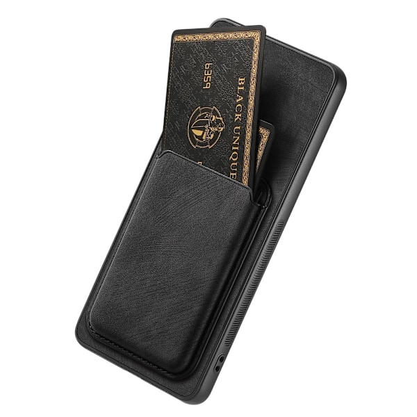 SKALO iPhone 16e PU-nahkainen magneettinen korttikotelo Suojakuori - Musta Black