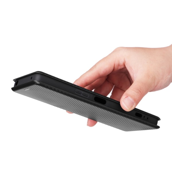 SKALO Sony Xperia 1 V Carbon Fiber Plånboksfodral - Svart Svart