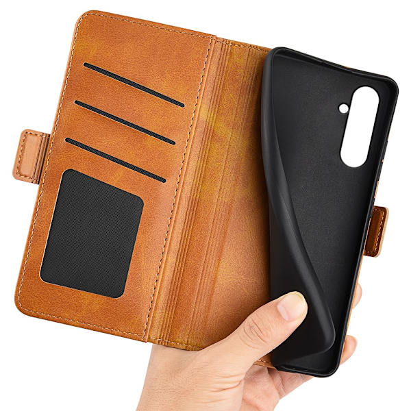 SKALO Samsung A05s 4G Premium Wallet Lompakkokotelo - Vaaleanruskea Light brown