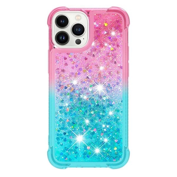 SKALO iPhone 15 Pro Max Kvicksand Glitter Hjerter TPU Cover - Pi Multicolor