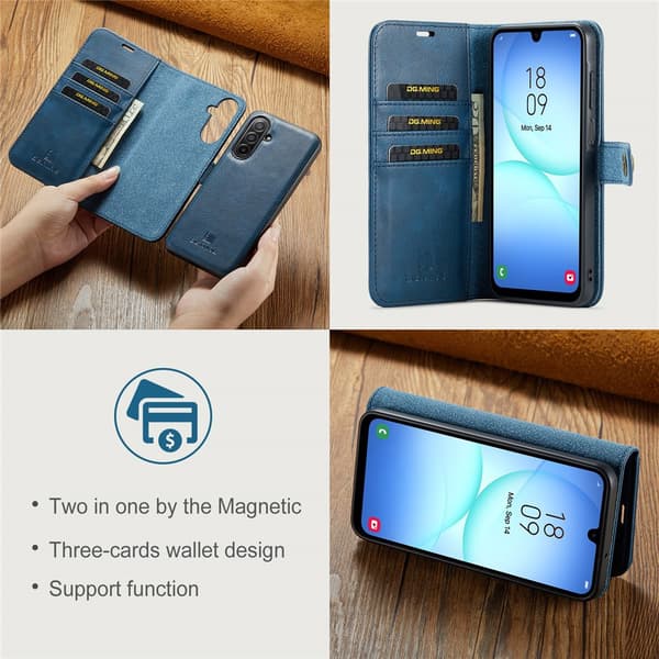 DG MING 2-i-1 Magnet Plånboksfodral för Samsung Galaxy A17 - Blå Blå