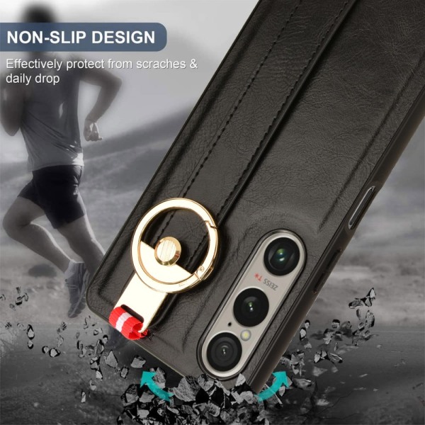 SKALO Sony Xperia 1 VI PU-Läder Skal med Handrem - Svart Svart