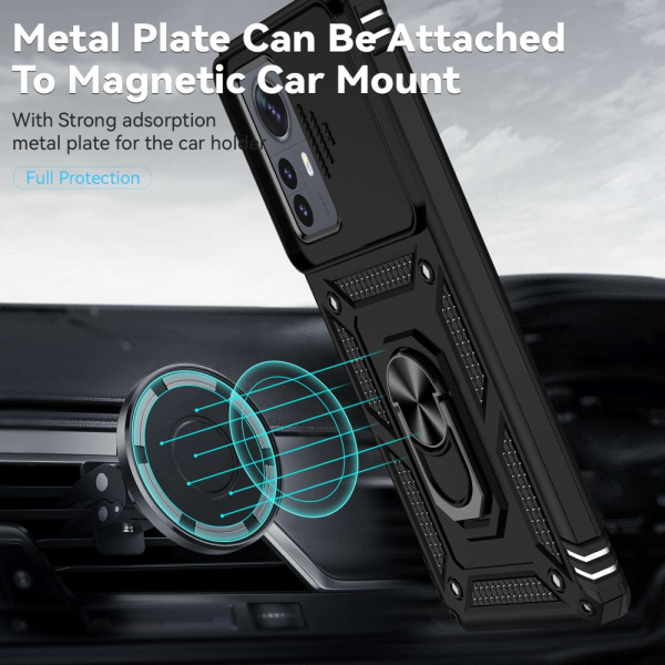 SKALO Xiaomi 12 Pro Armor Hybrid Metallring Kameraslider - Svart Svart