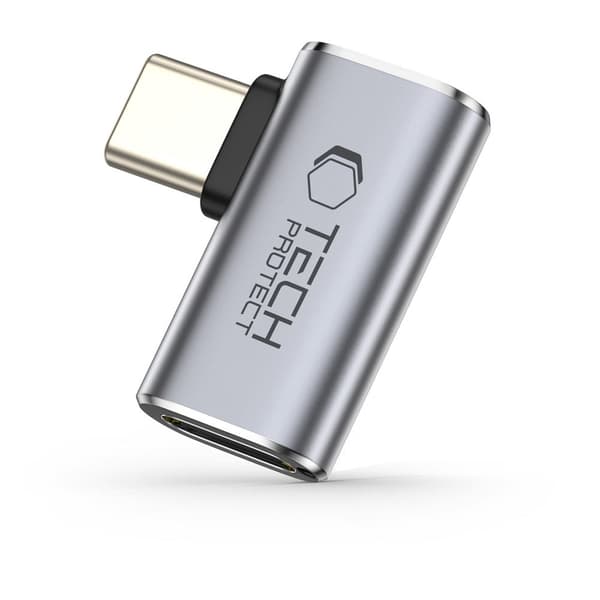 Tech-Protect UltraBoost AA01 USB-C vinkeladapter 100W - Grå Grey