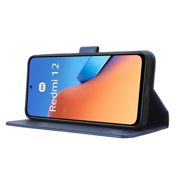 SKALO Xiaomi Redmi 12 4G/5G Premium Mini Romb Plånboksfodral - B Blå