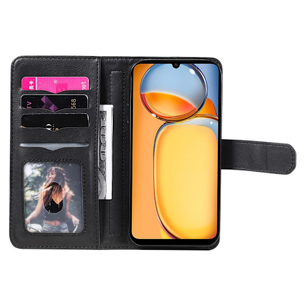 SKALO Xiaomi Redmi 13C 4G 10-lokeroa Lompakkokotelo - Musta Black