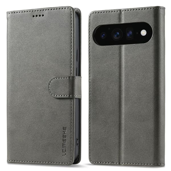 SKALO LC.IMEEKE Premium PU-läder Plånboksfodral för Google Pixel 11 Pro - Grå grå