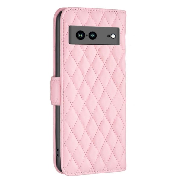 SKALO Google Pixel 7a BINFEN COLOR Tikattu Lompakko - Pinkki Pink