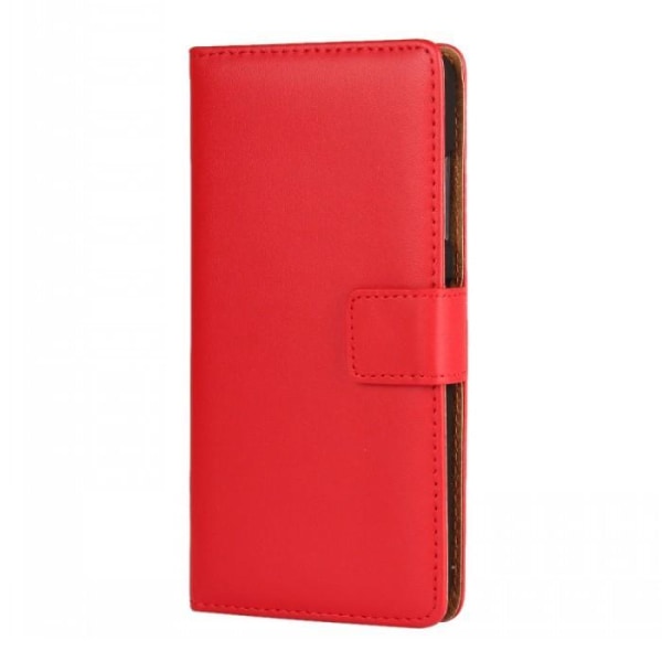 SKALO iPhone 14 Plus Flip Cover m. Pung i Ægte Læder - Vælg farv Red