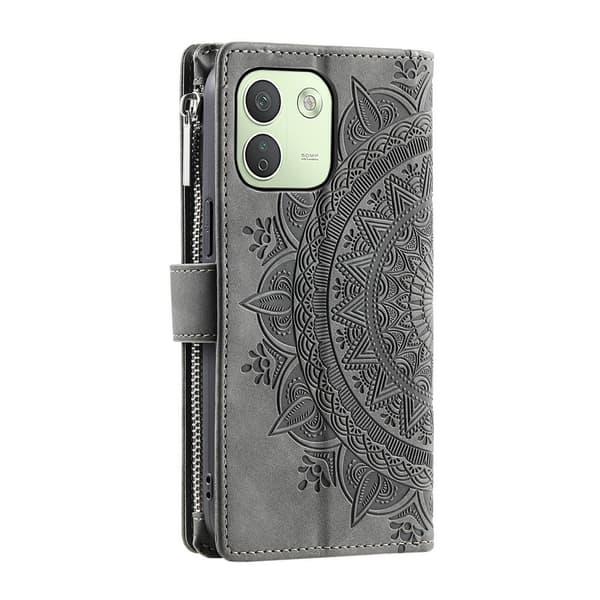 SKALO Big Wallet Mandala Plånboksfodral för Xiaomi Redmi Note 17 Pro Max - Grå grå
