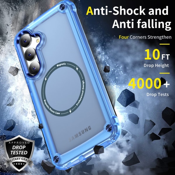 SKALO Samsung S24 Transparent TPU Magnet/Metall Skal - Blå Blå