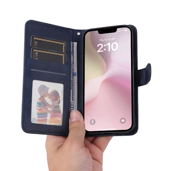 SKALO iPhone 16e PU-læder Flip Cover - Vælg farve Blue