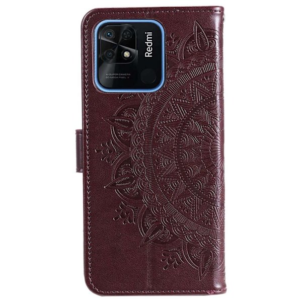 SKALO Xiaomi Redmi 10C Mandala Plånboksfodral - Mörkbrun Mörkbrun