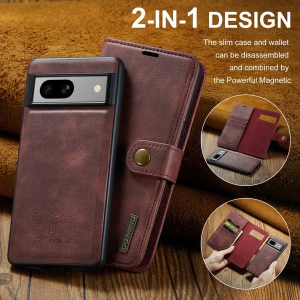 DG MING Google Pixel 8a 2-i-1 Magnet Pungetui - Rød Red