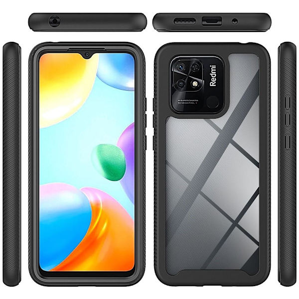 SKALO Xiaomi Redmi 10C Stødsikker Clear Hybrid Cover - Sort Black