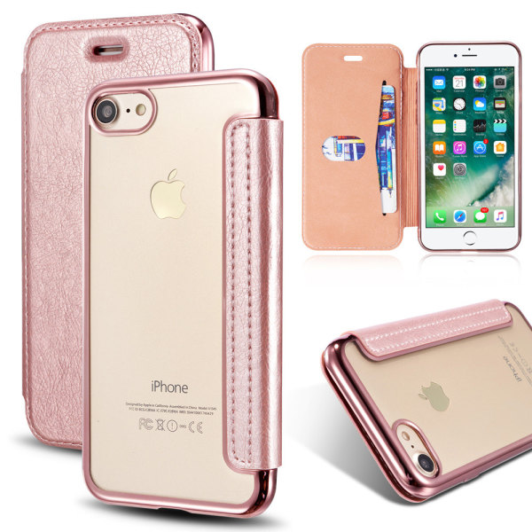SKALO iPhone 7/8 Flip Cover TPU Ultratyndt - Vælg farve Pink