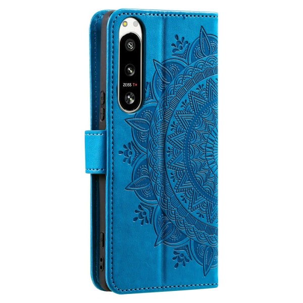 SKALO Sony Xperia 5 IV 5G Mandala lompakkokotelo - Sininen Blue