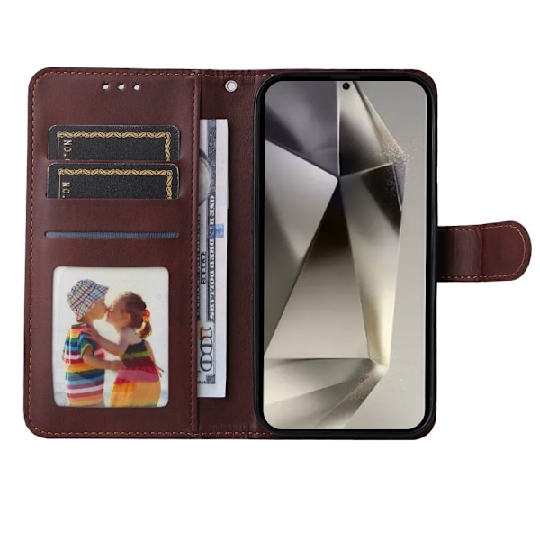 SKALO Samsung S25 Ultra PU-læder Flip Cover - Vælg farve Brown