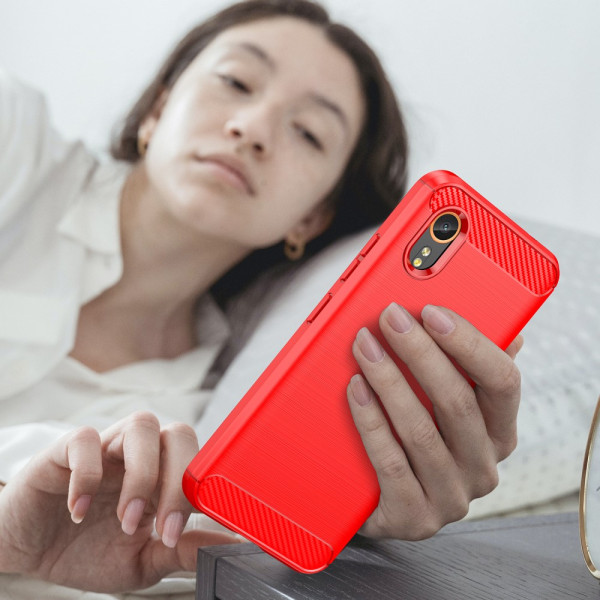 SKALO Samsung Xcover 7 Armor Carbon Iskunkestävä TPU suojakuori - Valitse väri Red