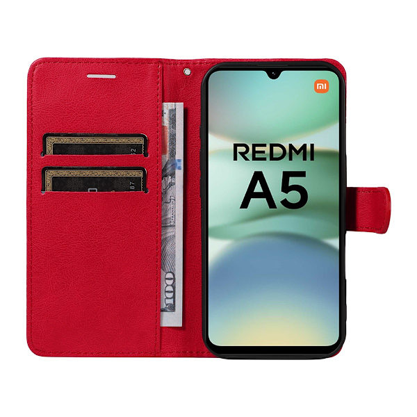 SKALO Xiaomi Redmi A5 4G PU-läder Plånboksfodral - Fler färger Röd