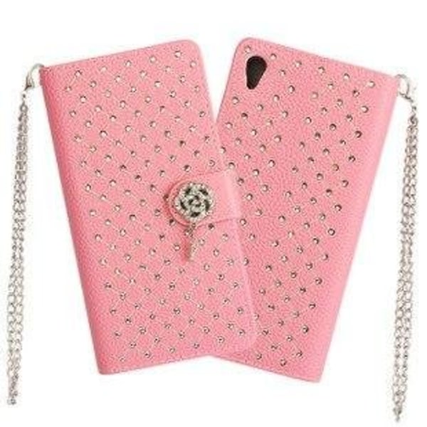 Sony Z3 + Wallet Case Glitter Flower - enemmän värejä Light pink