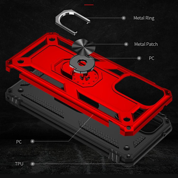 SKALO Samsung A33 5G Armor Hybrid Metallring skal - Röd Röd