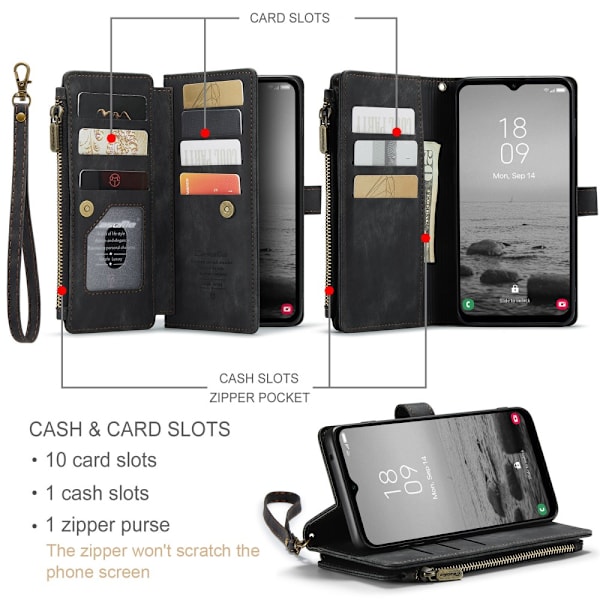 CaseMe Samsung A34 5G CaseMe Big Wallet Lompakkokotelo - Musta Black