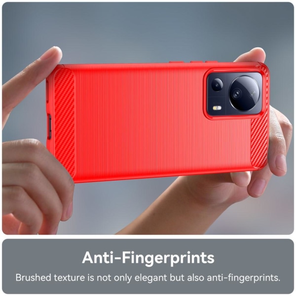 SKALO Xiaomi 13 Lite Armor Carbon Stöttåligt TPU-skal - Fler färger Röd