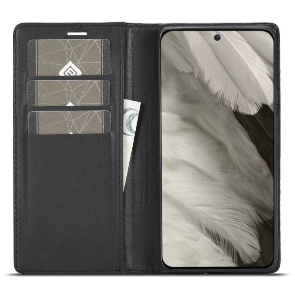 SKALO Google Pixel 8 LC.IMEEKE Carbon Fiber Pungetui i PU-læder - Sort Black