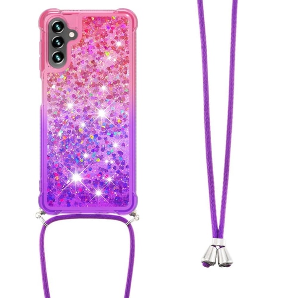 SKALO Samsung A34 5G Kvicksand Glitter Mobile Collar - Pink-Lill Multicolor