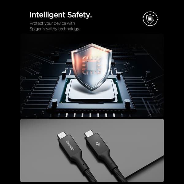Spigen EB10015CC Essential USB-C-kabel 100W 1.5m - Sort Black