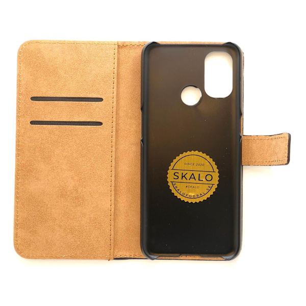 SKALO OnePlus Nord N100 Flip Cover m. Pung i Ægte Læder - Vælg farve Black