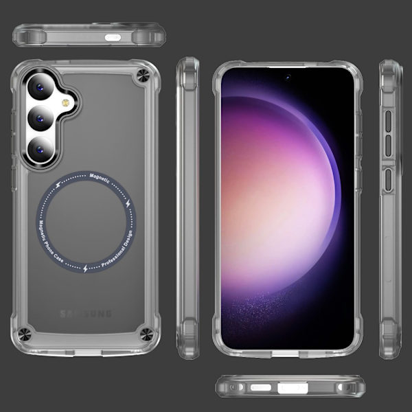 SKALO Samsung S24 Läpinäkyvä TPU Magneetti/Metal Suojakuori - Musta Black