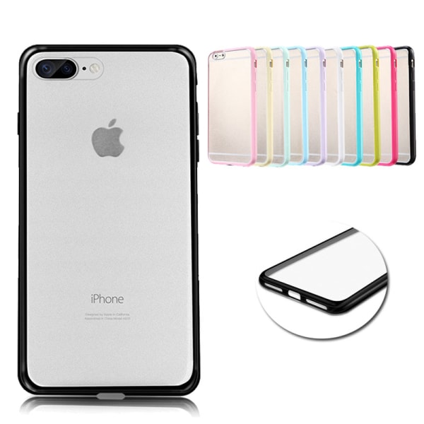 Transparent frostat skal med färgad ram iPhone 6/6S Plus Cerise