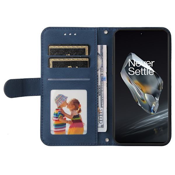 SKALO OnePlus 12R 5G Lompakkokotelo PU-nahkaa - Sininen Blue
