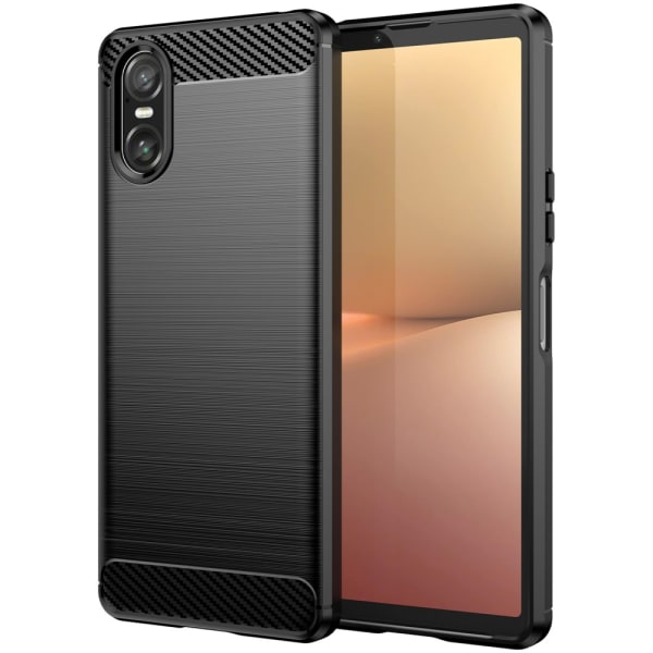 SKALO Sony Xperia 10 VI Armor Carbon Stødsikker TPU-cover - Vælg Black