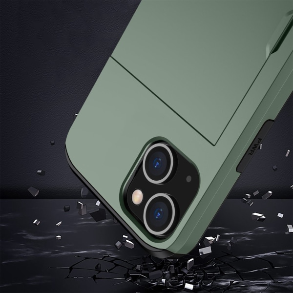 SKALO iPhone 14 Armor Skal Korthållare - Grön Grön