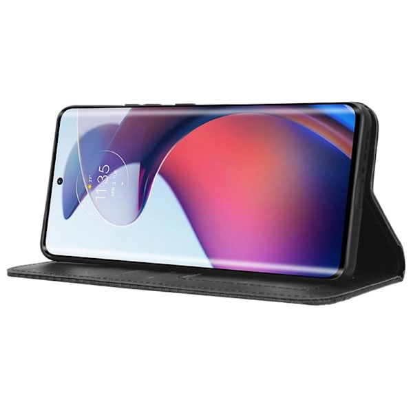 SKALO Motorola Edge 30 Fusion 5G Premium Pungetui med prægning - Sort Black