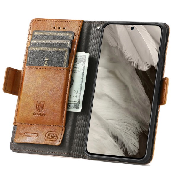 SKALO Google Pixel 8 CASENEO 002 Series Premium PU-nahkalompakko - Vaaleanruskea Light brown