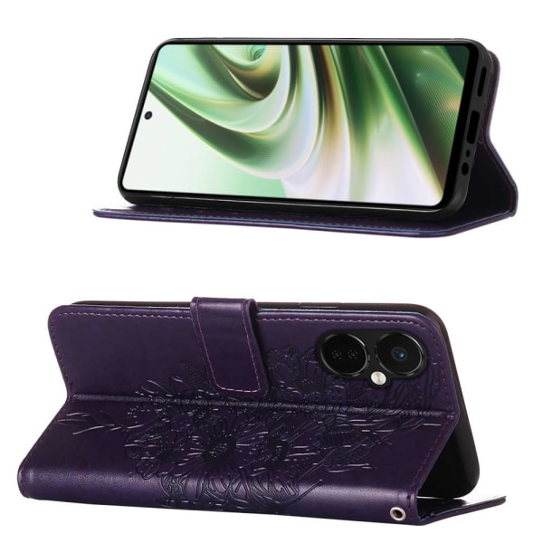 SKALO OnePlus Nord CE 3 Lite 5G Mandala Butterfly Flip Cover - Mørk lilla Dark purple